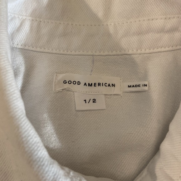 Good American White Denim Shacket Jacket - Women's Plus Curvy Size 1/2 - Picture 3 of 11